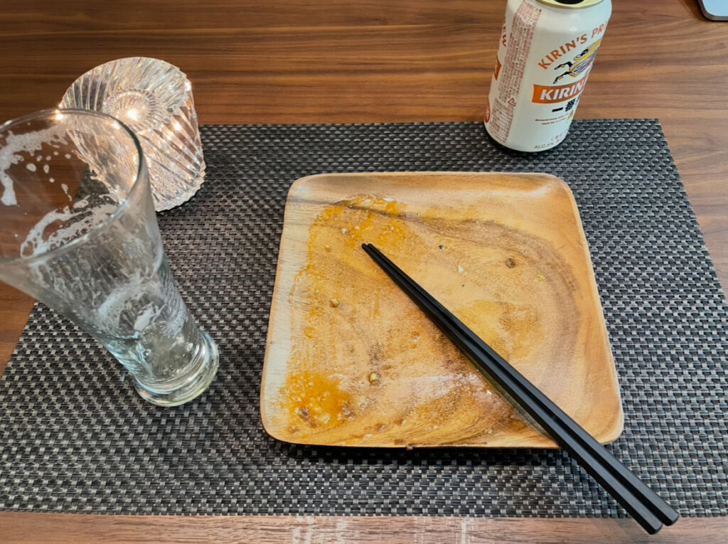 デリピックスをビールお供に完食した写真
